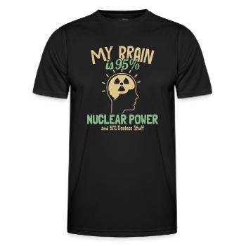 Mein Gehirn besteht zu 95% aus Atomkraft Uran Atomkraft - Männer Funktions-T-Shirt - Schwarz - Vorne - AI Model Male 178 dark (178cm)
