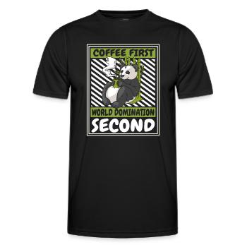 Café Première Domination du Monde Deuxième Panda Ours - T-shirt sport Homme - noir - Devant - AI Model Male 178 dark (178cm)