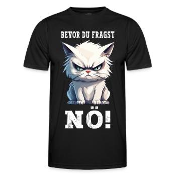 Bevor Du Fragst Nö Nein Katze Lustig Spruch Humor - Männer Funktions-T-Shirt - Schwarz - Vorne - AI Model Male 178 dark (178cm)