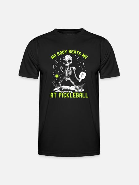Spooky Pickleball Halloween Skeleton - Men's Functional T-Shirt - black