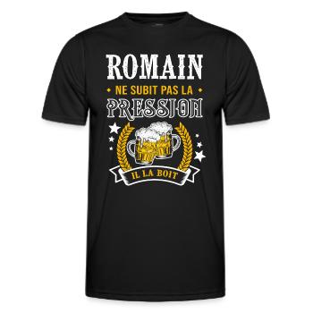 Romain bière romain cadeau Romainc fêtes - T-shirt sport Homme - noir - Devant - AI Model Male 178 dark (178cm)