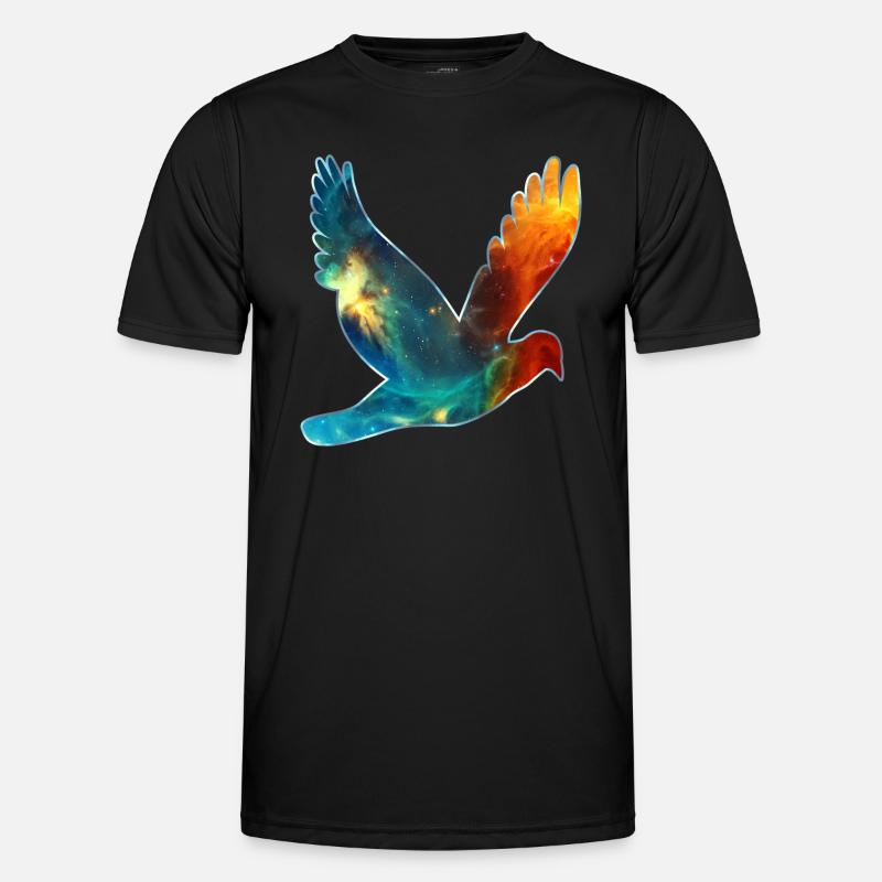Space bird, cosmos, universe, space, galaxy - Funktions-T-shirt herr - svart