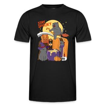 Halloween Spooky Cat - Men's Functional T-Shirt - black - Front - AI Model Male 178 dark (178cm)