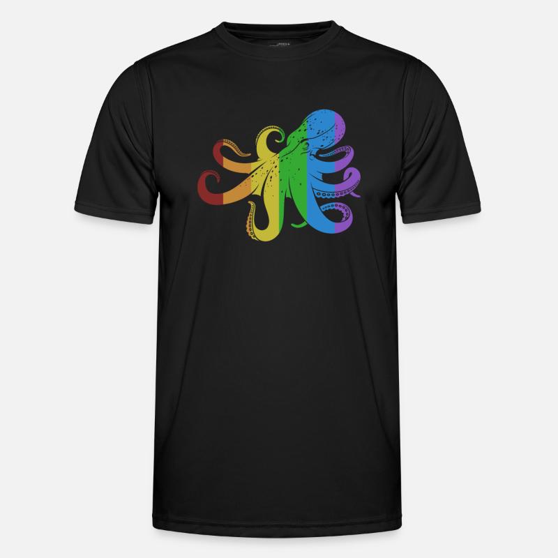Octopus LGBT Rainbow Octopodes Octopoda - Men's Functional T-Shirt - black