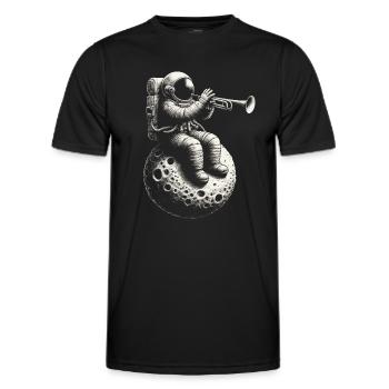 Astronaut with trumpet - Men's Functional T-Shirt - black - Front - AI Model Male 178 dark (178cm)