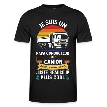 Father's Day T-shirt - Trucker Dad - Men's Functional T-Shirt - black - Front - AI Model Male 178 dark (178cm)