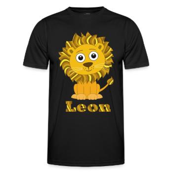 Leon Löwe lustige Raubkatze mit Name - Männer Funktions-T-Shirt - Schwarz - Vorne - AI Model Male 178 dark (178cm)
