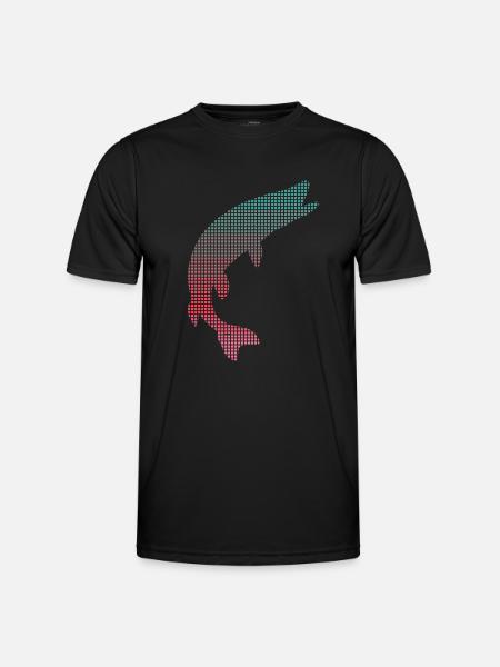 Pike Fishing Pixelated Pike Fishing Angler - Men's Functional T-Shirt - black