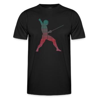 Fechter Grafik verpixelt Schwerter Fecht Fechten - Männer Funktions-T-Shirt - Schwarz - Vorne - AI Model Male 178 dark (178cm)