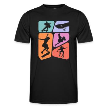 Skateur Skateur Skateur Skateboard Fille - T-shirt sport Homme - noir - Devant - AI Model Male 178 dark (178cm)
