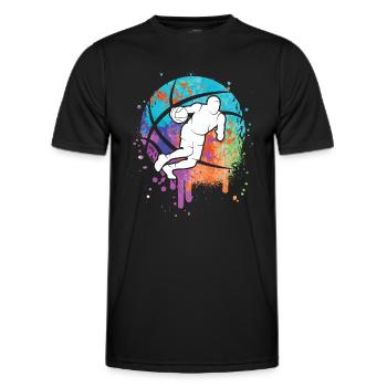 Basketballer Dribbling Kinder Basketball Jungen - Männer Funktions-T-Shirt - Schwarz - Vorne - AI Model Male 178 dark (178cm)