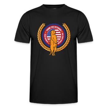 Thank you Veterans meerkat with american flag - Männer Funktions-T-Shirt - Schwarz - Vorne - AI Model Male 178 dark (178cm)