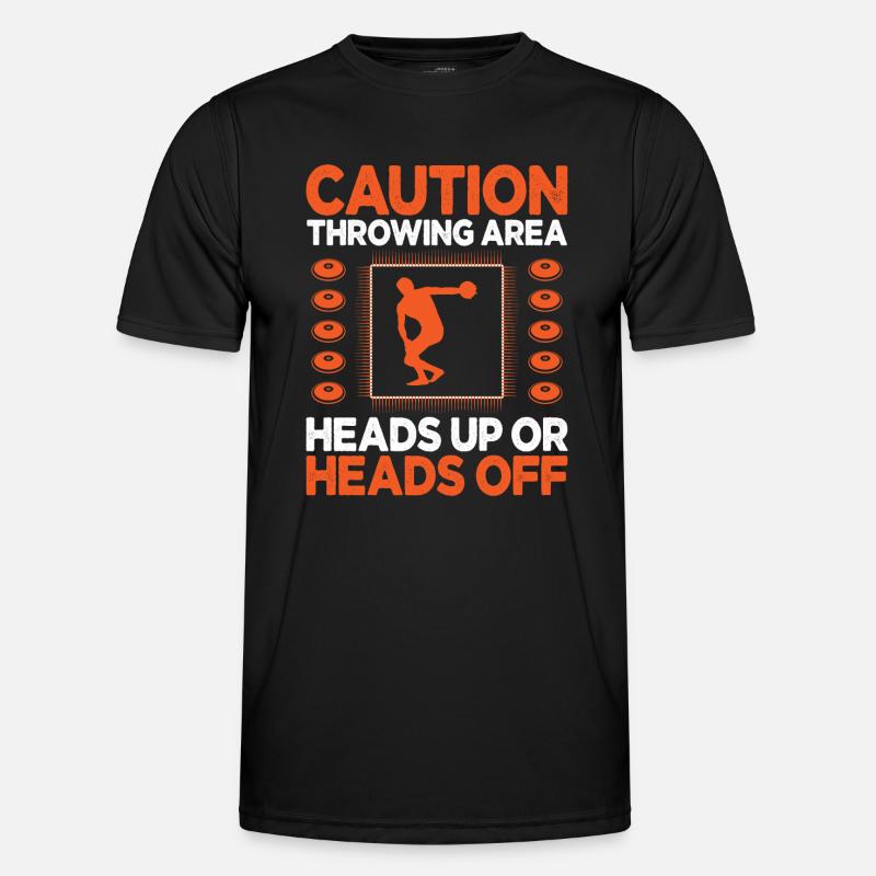 Caution Throwing AreaDiskus werfen - Männer Funktions-T-Shirt - Schwarz