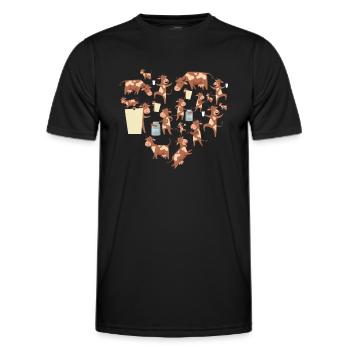 Herz Rinder Kuh - Männer Funktions-T-Shirt - Schwarz - Vorne - AI Model Male 178 dark (178cm)