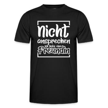 Nicht ansprechen Ich habe eine Freundin - Männer Funktions-T-Shirt - Schwarz - Vorne - AI Model Male 178 dark (178cm)
