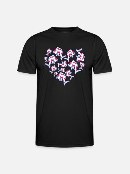 Herz Koi - Männer Funktions-T-Shirt - Schwarz