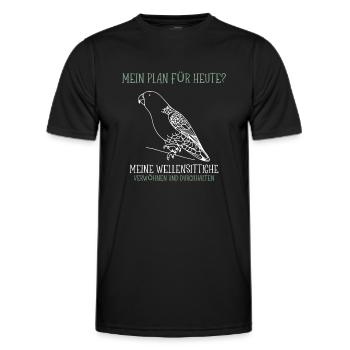 Meine Wellensittiche verwöhnen und durchhalten - Männer Funktions-T-Shirt - Schwarz - Vorne - AI Model Male 178 dark (178cm)