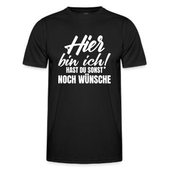 Hier bin ich hast du sonst noch wünsche - Männer Funktions-T-Shirt - Schwarz - Vorne - AI Model Male 178 dark (178cm)