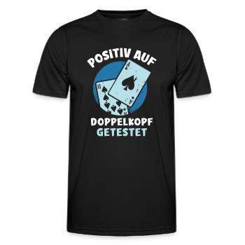 Positiv auf Doppelkopf getestet - Männer Funktions-T-Shirt - Schwarz - Vorne - AI Model Male 178 dark (178cm)