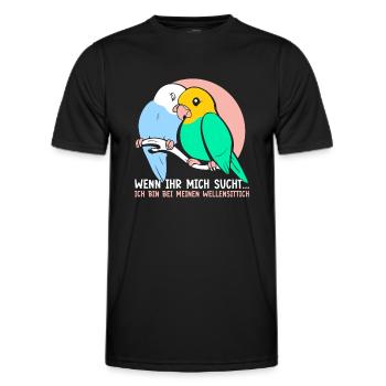 Ich bin bei meinen Wellensittich - Männer Funktions-T-Shirt - Schwarz - Vorne - AI Model Male 178 dark (178cm)