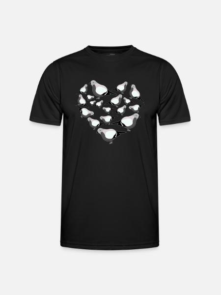 Herz Vogel Fink - Männer Funktions-T-Shirt - Schwarz