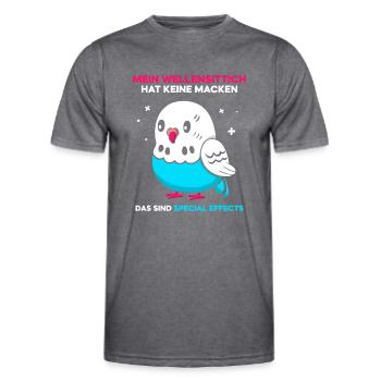 Mein Wellensittich hat keine Macken - Männer Funktions-T-Shirt - dunkle Melange  - Vorne - AI Model Male 178 dark (178cm)