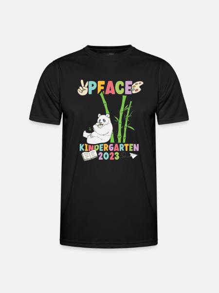 Panda Peace Kindergarten 2023 - Männer Funktions-T-Shirt - Schwarz