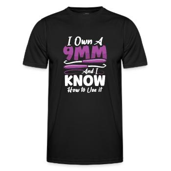 I own a 9mm and I know how to use it - Männer Funktions-T-Shirt - Schwarz - Vorne - AI Model Male 178 dark (178cm)