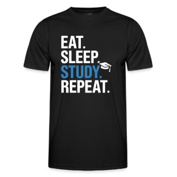 Eat Sleep Study Repeat - Männer Funktions-T-Shirt - Schwarz - Vorne - AI Model Male 178 dark (178cm)