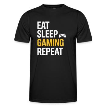 Eat Sleep Gaming Repeat - Männer Funktions-T-Shirt - Schwarz - Vorne - AI Model Male 178 dark (178cm)