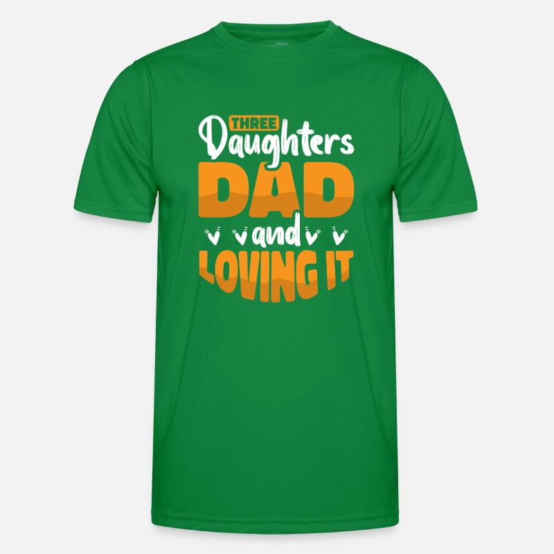 Papa Vater von drei Mädchen Töchtern Männer Funktions-T-Shirt