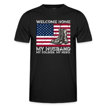 welcome home my husband my soldier my hero - T-shirt sport Homme - noir - Devant - AI Model Male 178 dark (178cm)