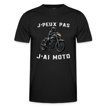 J'Peux Pas J'ai Moto Homme Motard Biker Humour - T-shirt sport Homme - noir - Devant - AI Model Male 178 dark (178cm)