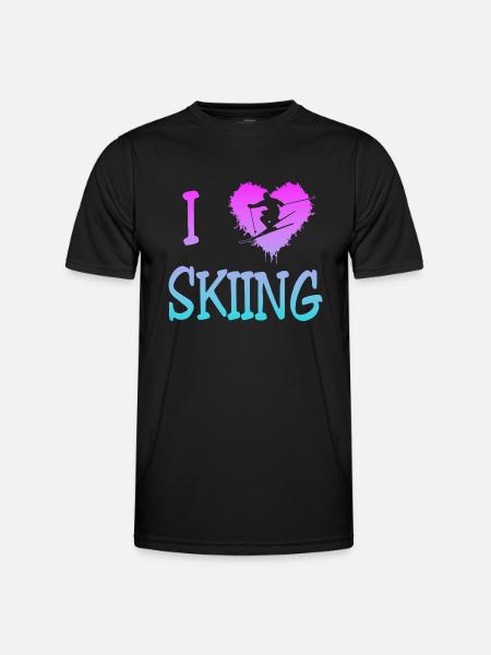 Skiing - Ski - Männer Funktions-T-Shirt - Schwarz