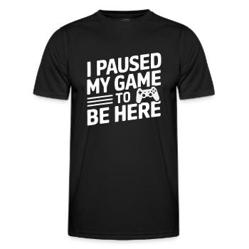 J’ai mis mon jeu en pause pour être ici - T-shirt sport Homme - noir - Devant - AI Model Male 178 dark (178cm)