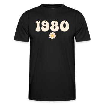 1980 - Cadeau né en 1980 - T-shirt sport Homme - noir - Devant - AI Model Male 178 dark (178cm)