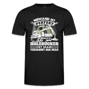 Holzrücker Shirt - Holzrücken mit Rückefahrzeug - Männer Funktions-T-Shirt - Schwarz - Vorne - AI Model Male 178 dark (178cm)