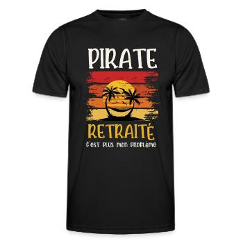 pirate retraité - T-shirt sport Homme - noir - Devant - AI Model Male 178 dark (178cm)