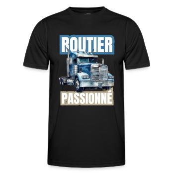 routier passionné - T-shirt sport Homme - noir - Devant - AI Model Male 178 dark (178cm)