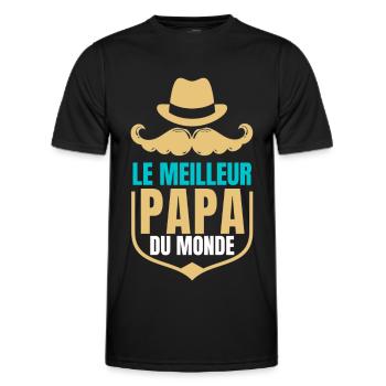Meilleur papa du monde , cadeau papa anniversaire - T-shirt sport Homme - noir - Devant - AI Model Male 178 dark (178cm)