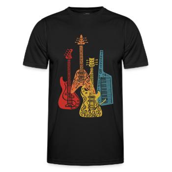 Vintage Gitarre Gitarrist E-Gitarre E-Bass Bassist - Männer Funktions-T-Shirt - Schwarz - Vorne - AI Model Male 178 dark (178cm)