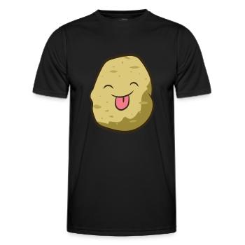 Potato - sticks out tongue - Men's Functional T-Shirt - black - Front - AI Model Male 178 dark (178cm)