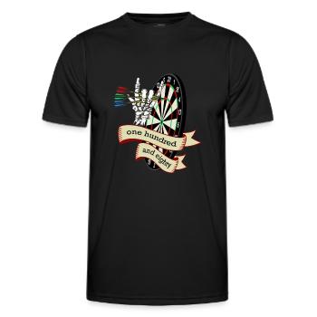 Dart Skull one hundred and eighty, darts game darts - Men's Functional T-Shirt - black - Front - AI Model Male 178 dark (178cm)