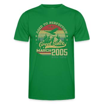 19 years old Aged to Perfection born in March 2005 - Men's Functional T-Shirt - kelly green - Front - AI Model Male 178 dark (178cm)