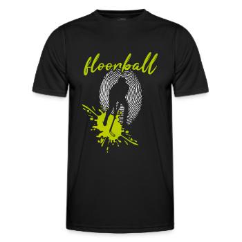 Floorball Floorball FLOORBALL PLAYER Floorballer - Men's Functional T-Shirt - black - Front - AI Model Male 178 dark (178cm)