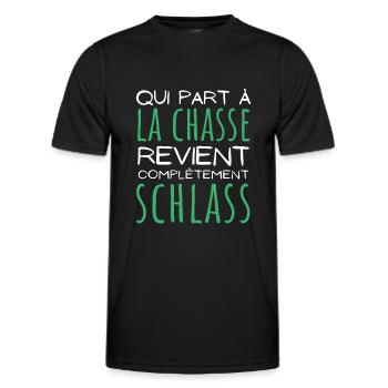 Chasseur qui part à la chasse revient schlass - T-shirt sport Homme - noir - Devant - AI Model Male 178 dark (178cm)