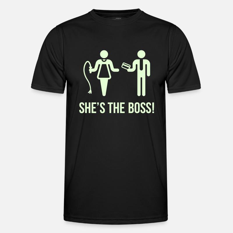 She's The Boss! (Ehefrau & Ehemann) - Männer Funktions-T-Shirt - Schwarz