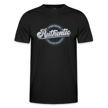 Authentisches reines Denim-Premiumprodukt retroblau - Männer Funktions-T-Shirt - Schwarz - Vorne - AI Model Male 178 dark (178cm)