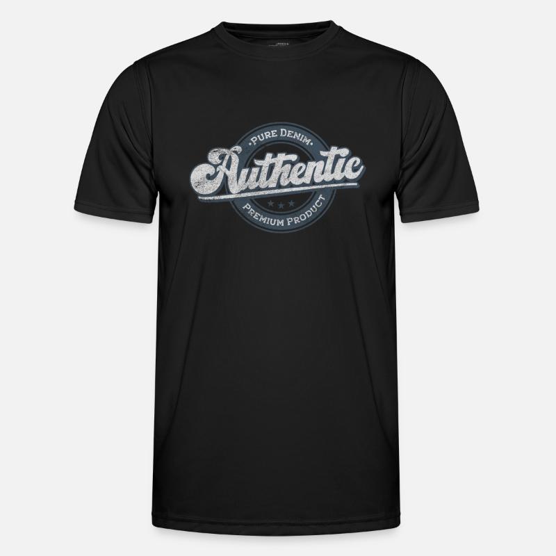Authentisches reines Denim-Premiumprodukt retroblau Männer Funktions-T-Shirt