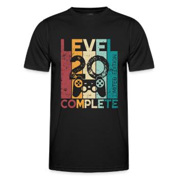 20 Geburtstag Level 20 Complete 20 Jahre Geschenk - Männer Funktions-T-Shirt - Schwarz - Vorne - AI Model Male 178 dark (178cm)
